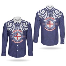 New Zealand United Tribes Te Kara Couples Matching Off Shoulder Maxi Dress and Long Sleeve Button Shirt He Whakaputanga Maori Pattern