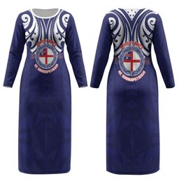 New Zealand United Tribes Te Kara Couples Matching Long Sleeve Bodycon Dress and Long Sleeve Button Shirt He Whakaputanga Maori Pattern