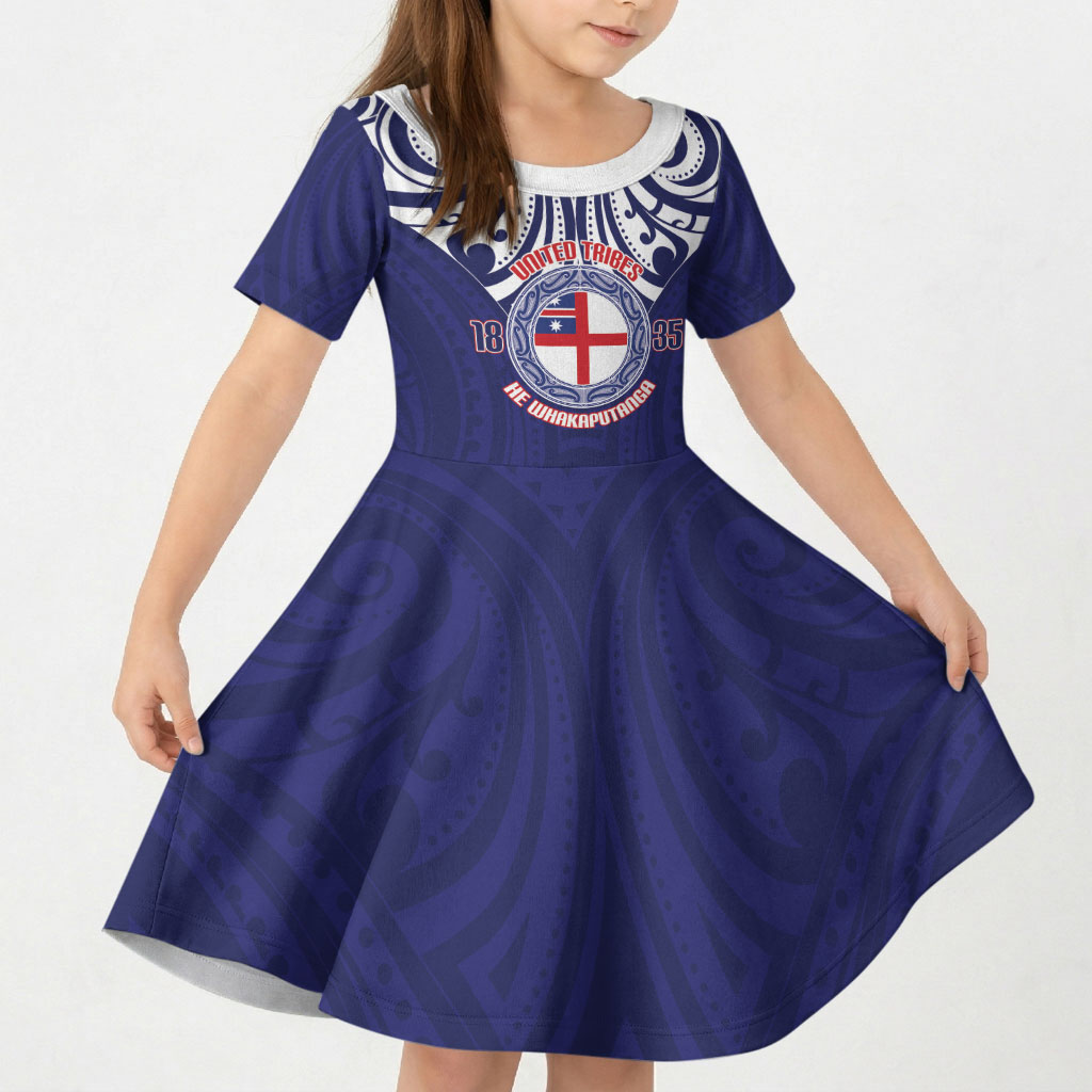 New Zealand United Tribes Te Kara Kid Short Sleeve Dress He Whakaputanga Maori Pattern