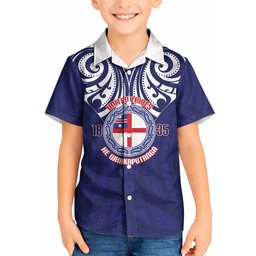 New Zealand United Tribes Te Kara Kid Hawaiian Shirt He Whakaputanga Maori Pattern