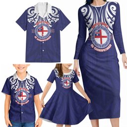 New Zealand United Tribes Te Kara Family Matching Long Sleeve Bodycon Dress and Hawaiian Shirt He Whakaputanga Maori Pattern
