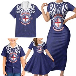 New Zealand United Tribes Te Kara Family Matching Short Sleeve Bodycon Dress and Hawaiian Shirt He Whakaputanga Maori Pattern