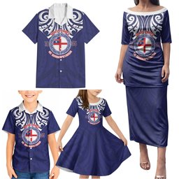 New Zealand United Tribes Te Kara Family Matching Puletasi and Hawaiian Shirt He Whakaputanga Maori Pattern
