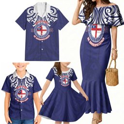 New Zealand United Tribes Te Kara Family Matching Mermaid Dress and Hawaiian Shirt He Whakaputanga Maori Pattern