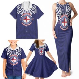New Zealand United Tribes Te Kara Family Matching Tank Maxi Dress and Hawaiian Shirt He Whakaputanga Maori Pattern