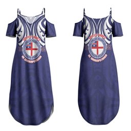 New Zealand United Tribes Te Kara Family Matching Summer Maxi Dress and Hawaiian Shirt He Whakaputanga Maori Pattern