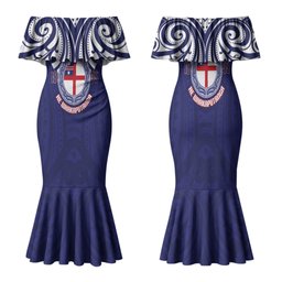 New Zealand United Tribes Te Kara Family Matching Mermaid Dress and Hawaiian Shirt He Whakaputanga Maori Pattern