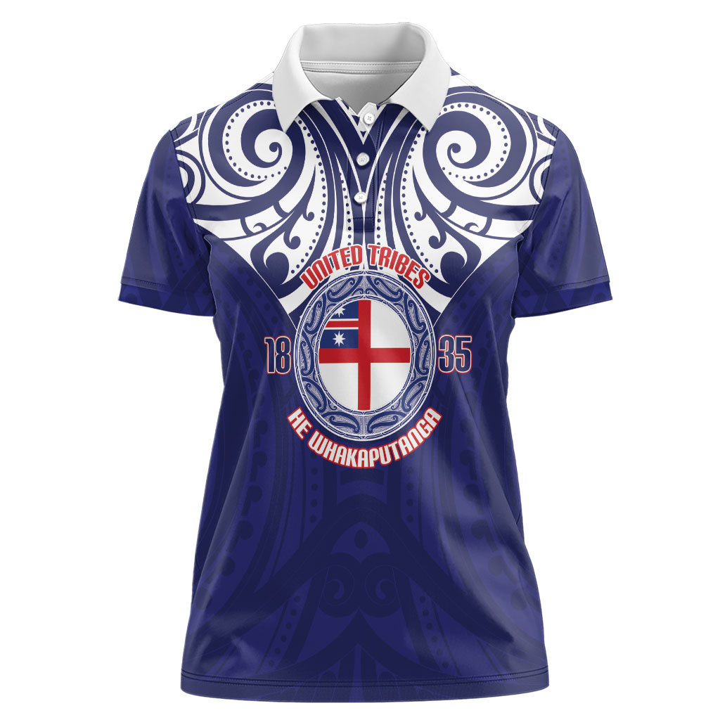 New Zealand United Tribes Te Kara Women Polo Shirt He Whakaputanga Maori Pattern