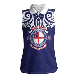 New Zealand United Tribes Te Kara Women Sleeveless Polo Shirt He Whakaputanga Maori Pattern