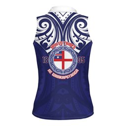 New Zealand United Tribes Te Kara Women Sleeveless Polo Shirt He Whakaputanga Maori Pattern