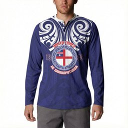 New Zealand United Tribes Te Kara Button Sweatshirt He Whakaputanga Maori Pattern