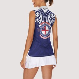 New Zealand United Tribes Te Kara Women Sleeveless Polo Shirt He Whakaputanga Maori Pattern