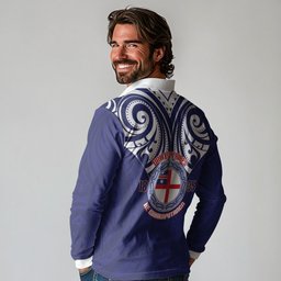New Zealand United Tribes Te Kara Long Sleeve Polo Shirt He Whakaputanga Maori Pattern