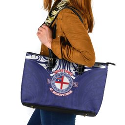 New Zealand United Tribes Te Kara Leather Tote Bag He Whakaputanga Maori Pattern