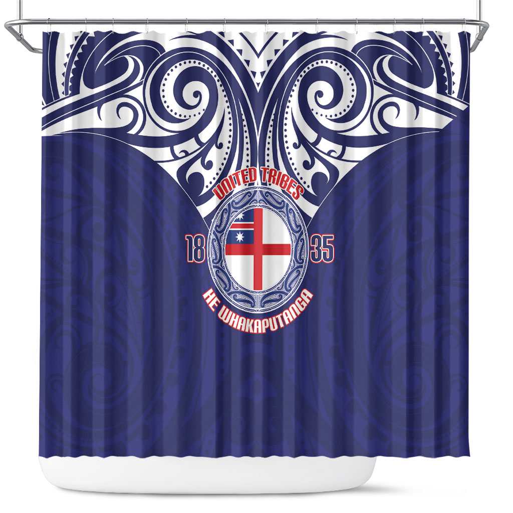 New Zealand United Tribes Te Kara Shower Curtain He Whakaputanga Maori Pattern