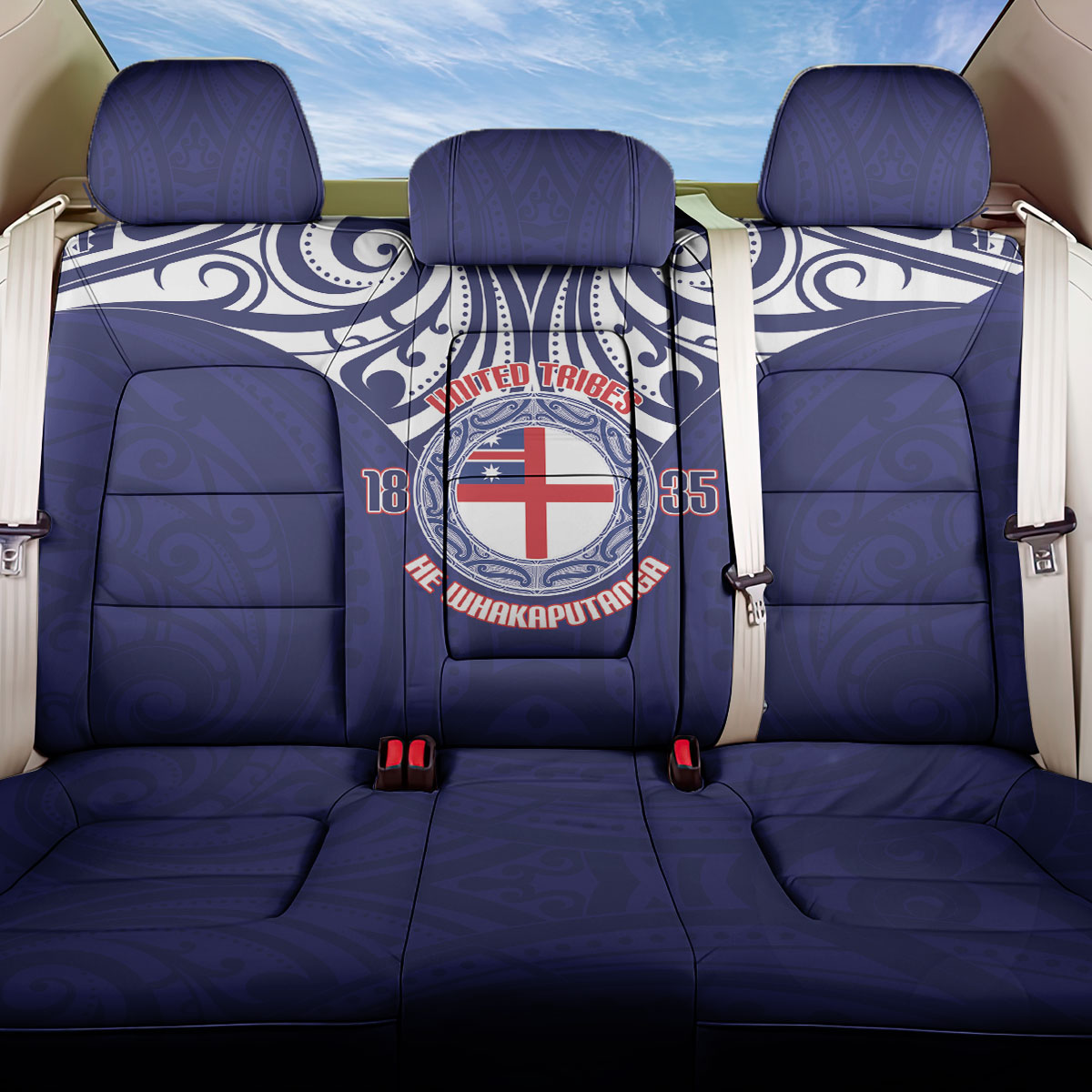 New Zealand United Tribes Te Kara Back Car Seat Cover He Whakaputanga Maori Pattern