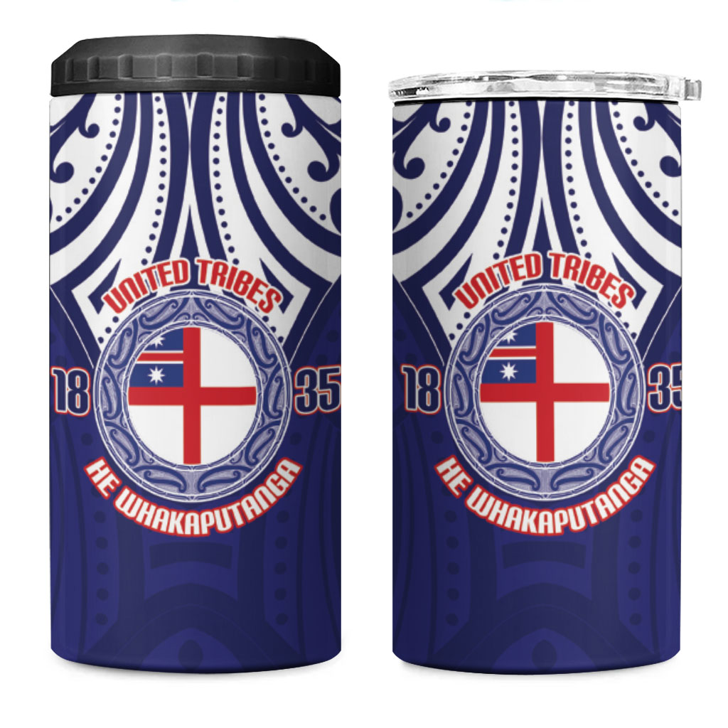 New Zealand United Tribes Te Kara 4 in 1 Can Cooler Tumbler He Whakaputanga Maori Pattern