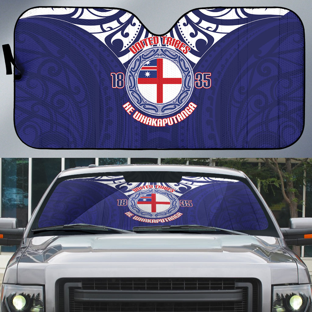 New Zealand United Tribes Te Kara Auto Sun Shade He Whakaputanga Maori Pattern
