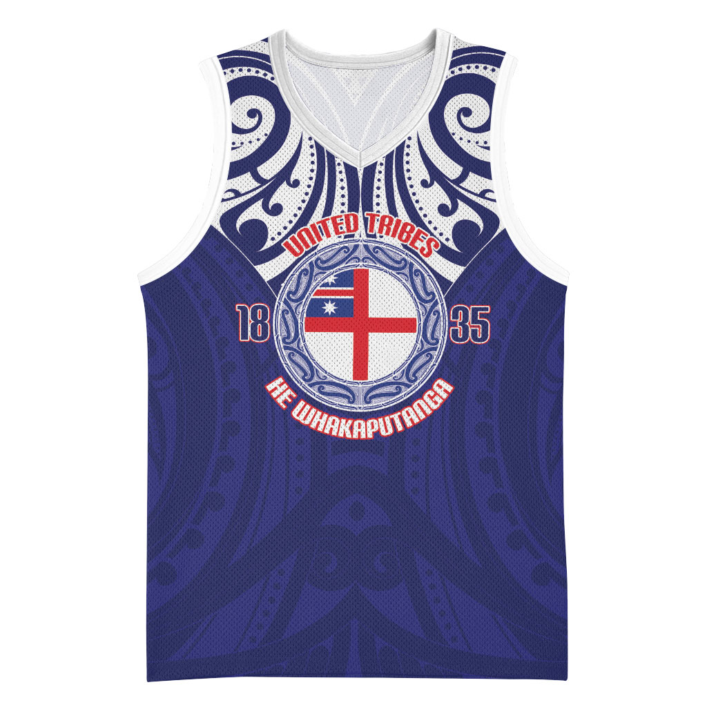 New Zealand United Tribes Te Kara Basketball Jersey He Whakaputanga Maori Pattern