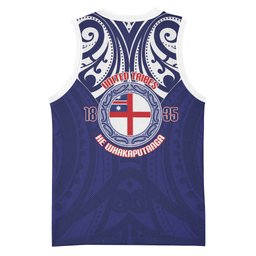 New Zealand United Tribes Te Kara Basketball Jersey He Whakaputanga Maori Pattern