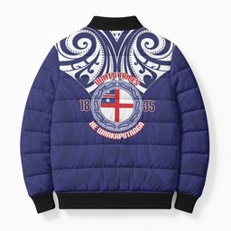New Zealand United Tribes Te Kara Bomber Puffer Jacket He Whakaputanga Maori Pattern
