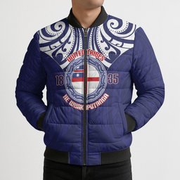 New Zealand United Tribes Te Kara Bomber Puffer Jacket He Whakaputanga Maori Pattern