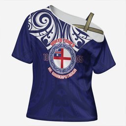 New Zealand United Tribes Te Kara Cross Shoulder Shirt He Whakaputanga Maori Pattern