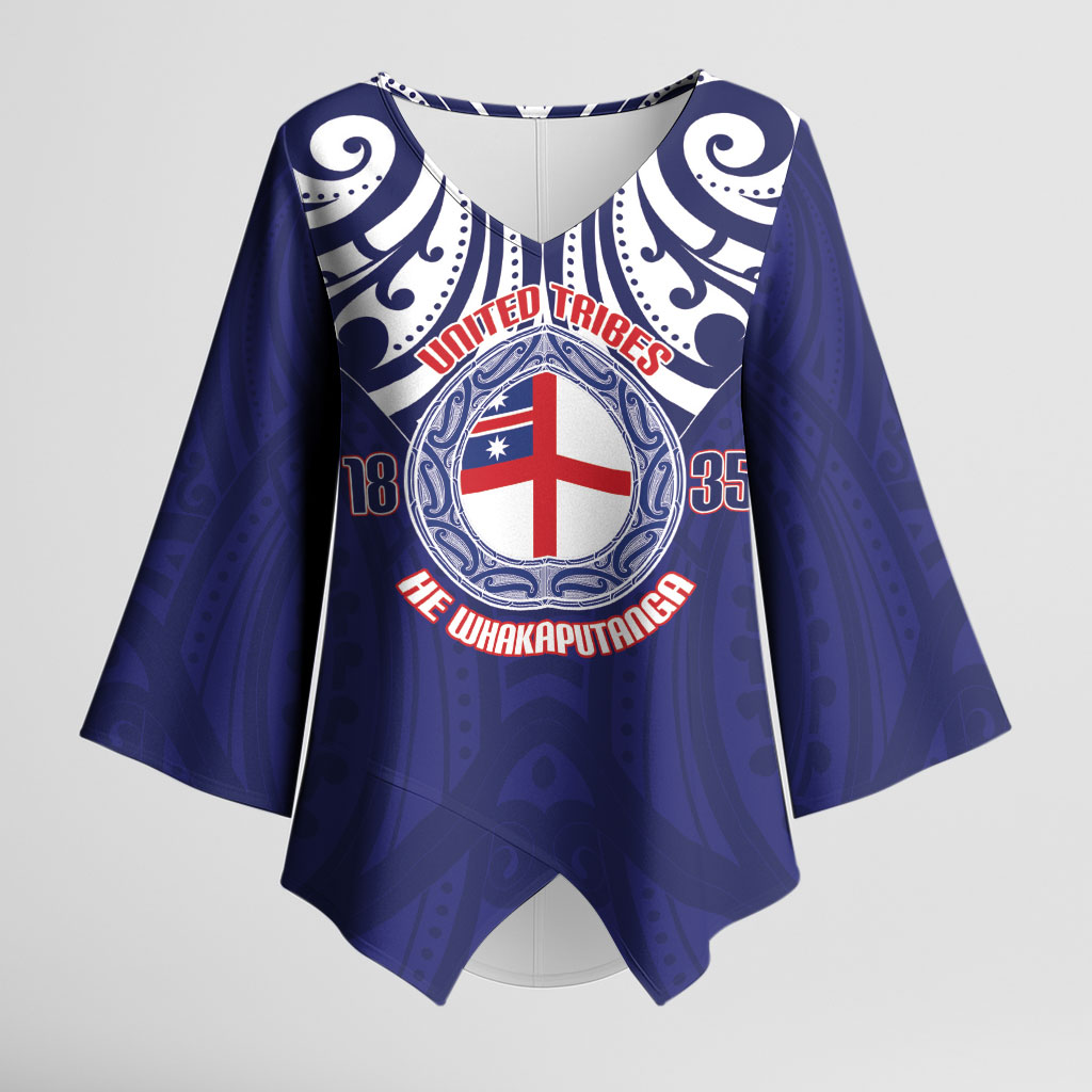 New Zealand United Tribes Te Kara Kimono Sleeve Blouse He Whakaputanga Maori Pattern