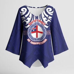 New Zealand United Tribes Te Kara Kimono Sleeve Blouse He Whakaputanga Maori Pattern