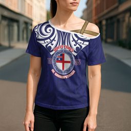 New Zealand United Tribes Te Kara Cross Shoulder Shirt He Whakaputanga Maori Pattern
