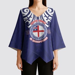 New Zealand United Tribes Te Kara Kimono Sleeve Blouse He Whakaputanga Maori Pattern