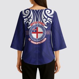 New Zealand United Tribes Te Kara Kimono Sleeve Blouse He Whakaputanga Maori Pattern