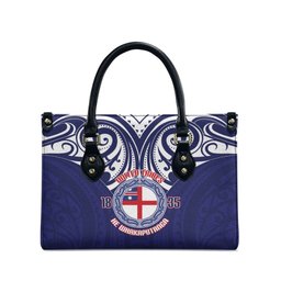 New Zealand United Tribes Te Kara Leather Bag He Whakaputanga Maori Pattern