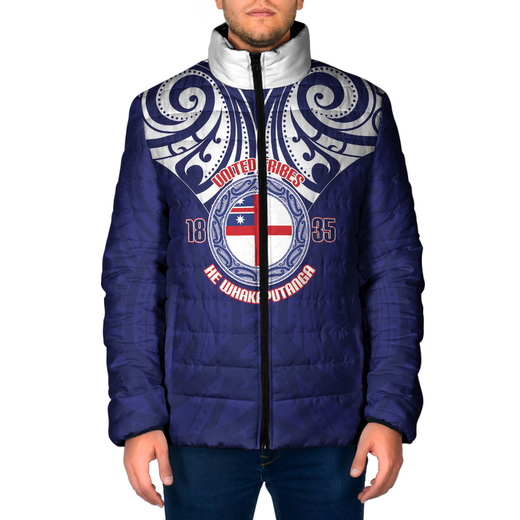 New Zealand United Tribes Te Kara Padded Jacket He Whakaputanga Maori Pattern