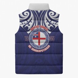 New Zealand United Tribes Te Kara Sleeveless Puffer Jacket He Whakaputanga Maori Pattern