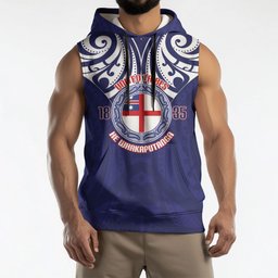 New Zealand United Tribes Te Kara Sleeveless Hoodie He Whakaputanga Maori Pattern