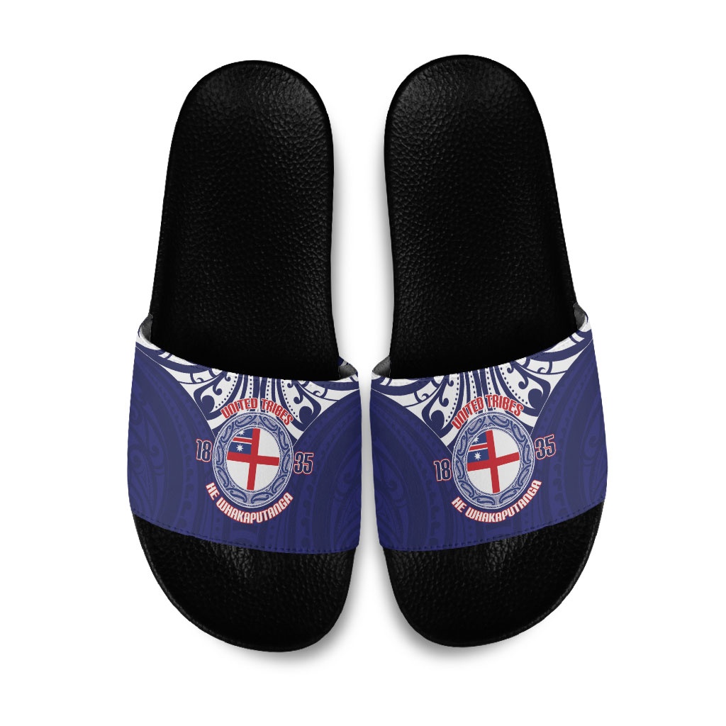 New Zealand United Tribes Te Kara Slide Sandals He Whakaputanga Maori Pattern