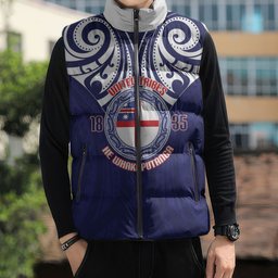 New Zealand United Tribes Te Kara Sleeveless Puffer Jacket He Whakaputanga Maori Pattern