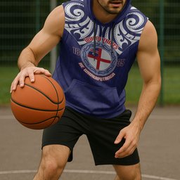 New Zealand United Tribes Te Kara Sleeveless Hoodie He Whakaputanga Maori Pattern