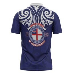 New Zealand United Tribes Te Kara Zipper Polo Shirt He Whakaputanga Maori Pattern