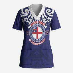 New Zealand United Tribes Te Kara Scrub Top He Whakaputanga Maori Pattern