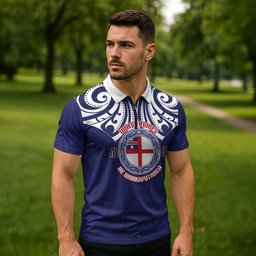New Zealand United Tribes Te Kara Zipper Polo Shirt He Whakaputanga Maori Pattern