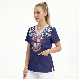 New Zealand United Tribes Te Kara Scrub Top He Whakaputanga Maori Pattern