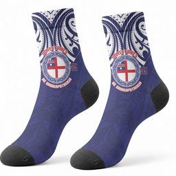 New Zealand United Tribes Te Kara Crew Socks He Whakaputanga Maori Pattern