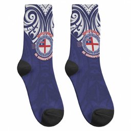New Zealand United Tribes Te Kara Crew Socks He Whakaputanga Maori Pattern