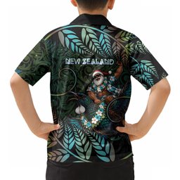New Zealand Christmas Hawaiian Shirt Santa Riding Tui Bird Silver Fern