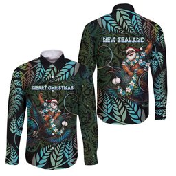 New Zealand Christmas Family Matching Short Sleeve Bodycon Dress and Hawaiian Shirt Santa Riding Tui Bird Silver Fern