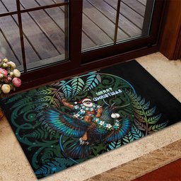 New Zealand Christmas Rubber Doormat Santa Riding Tui Bird Silver Fern