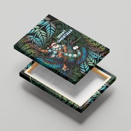 New Zealand Christmas Canvas Wall Art Santa Riding Tui Bird Silver Fern