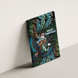 New Zealand Christmas Canvas Wall Art Santa Riding Tui Bird Silver Fern